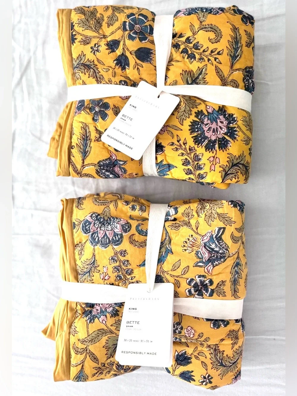 New Pottery Barn Bette reversible sham covers (king size) two (a pair)